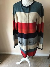Monsoon multi stripe lambswool nylon coatigan