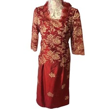 Red Gold Floral Lace Cheongsam