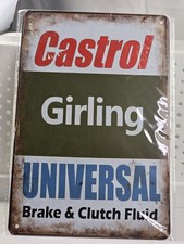 Castrol girling universal brake clutch fluid tin metal Tin sign New