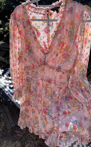 Lipsy pink floral ruffle - pink,