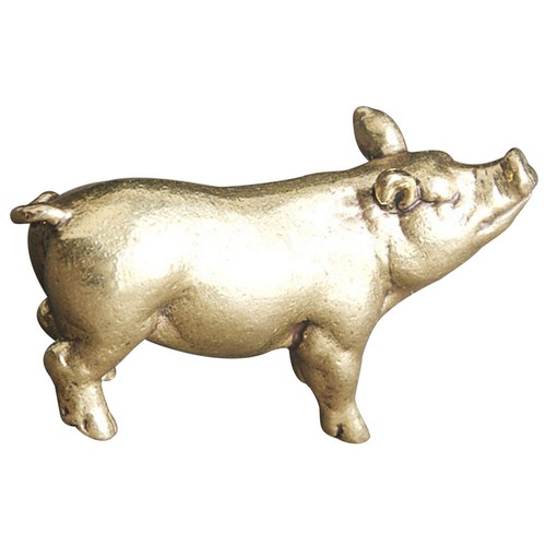 Brass animal pig statue - animal, golden