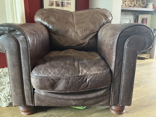 Brown leather armchair chair - leather,