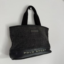 Vintage 90s Polo Sport Ralph Lauren Mini Tote Bag Wool Gray USA Flag Logo