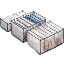 3 Pieces Wardrobe Drawer 7 Grid Foldable Clothes Organiser Storage Box