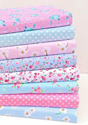Pink blue floral - blue,