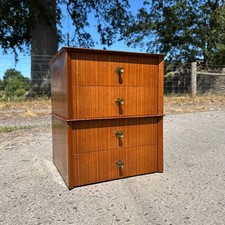 Tabletop Chest Of Drawers Vintage Walnut Small Mid-Century Jewellery Storage