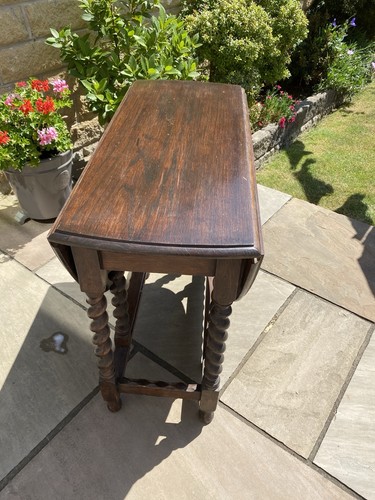 Oval dark wood drop leaf - wood,