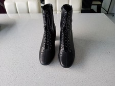 M&S Women's Leather Victorian Lace Up Boots With Side Zip Size 6.5
