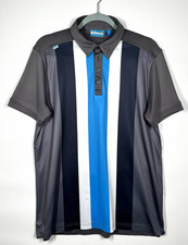 BUNKER MENTALITY Grey Blue Polo Shirt Golf Top Short Sleeve Masters Size Medium