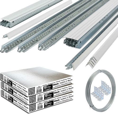 Black suspended ceiling tiles - black,
