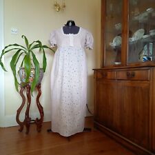 Ladies Regency Dress Size 14-16, Pink Green White Floral, Puff Sleeves