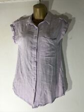 womens Next Uk 8 Lilac White Stripe Cap Sleeve Casual Summer Shirt blouse