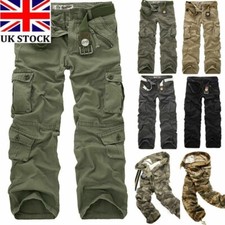 Mens Army Cargo Combat Military Trousers Pants Slacks Multi Pockets Casual Work.
