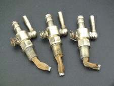 3 VINTAGE BRASS FUEL TAPS 3/8" DIAMETER THREAD UNUSED OLD STOCK