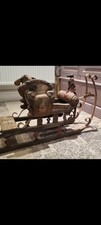 Early 1900s Antique  Austrian Wood And Metal Sleigh In Original State Patina