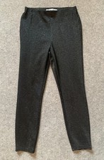 Next Jersey Denim Glitter Leggings High Rise Stretch Black UK 12