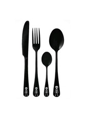 Skeleton Design Black 4pc Stainless Steel Custom Name Engraving Cutlery Set