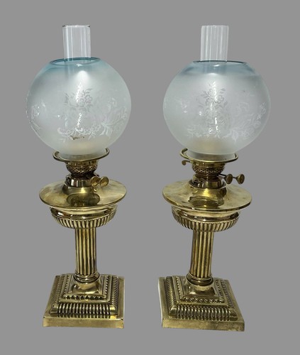Pair antique oil - pair,