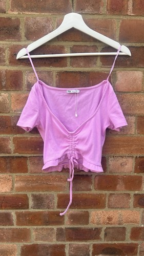 Zara pink ribbed ruched tie - ruched,