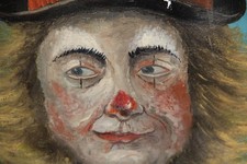 Vintage  Late 20thC - Oil on Canvas of a Clown  , Signed, Dated ,  Unframed..