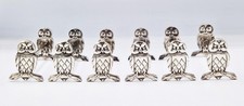 6x FINE CONTINENTAL SILVER PLATED OWL CUTLERY RESTS c1910 Possibly WMF