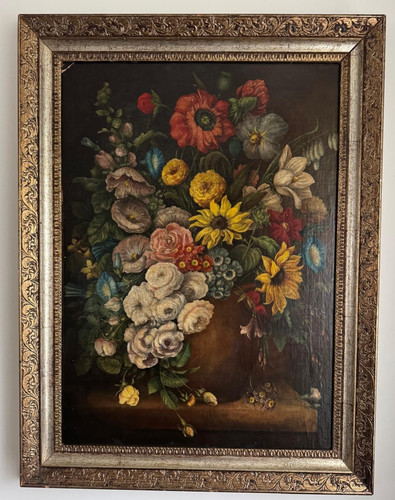 Large antique oil painting - antique,