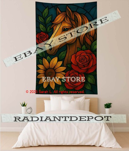 Horse floral tapestry rustic - horse,
