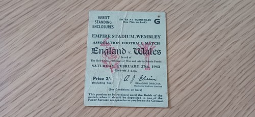 Ticket 1943 england wales - england, vs.