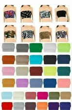 LADIES PLAIN BOOB BRA CROP TUBE ELASTIC STRETCH STRAPLESS BANDEAU BRA CROP TOP