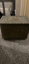 Large Vintage Embossed Brass on Wood Coal / Log / Storage Box