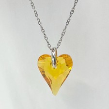 Sterling Silver Swarovski Crystal Sunflower Wild Heart Pendant Necklace