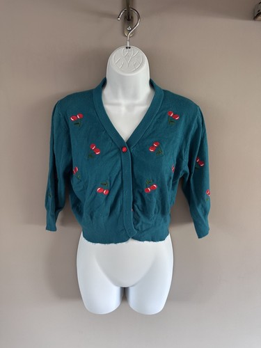 Cherries belle pogue - teal, 3/4