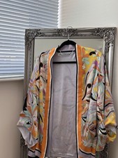 ZARA Size XS Cardigan Kimono With Belt Multicolour Printed 70s Lilac NWT Women