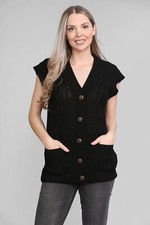 Womens sleeveless button cable - sleeveless,