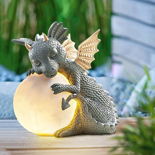 Garden dragon meditated statue - garden,