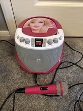 Lexibook barbie K7000BB Pink CD Player Karaoke Radio With mic Tested And Cleaned
