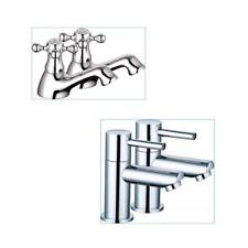 Bathroom Sink Taps Twin Hot and Cold Wash Basin Water Faucet Pair Chrome