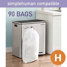 90 Simplehuman Compatible Drawstring Bin Liners H 30L Rubbish Trash Bags 53x74cm