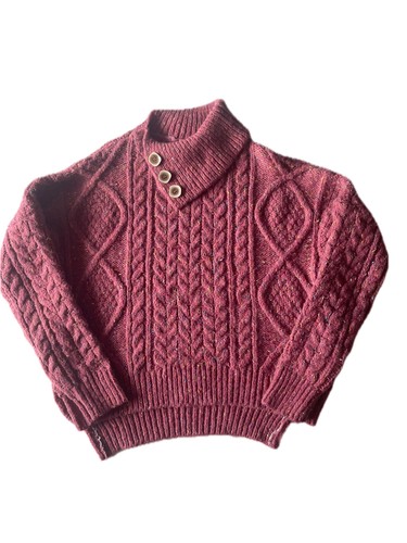 Vtg aran sweater berry pink - sweater,