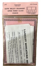 Langley Models 009 Etched Brass Kit-J12 Glyn Valley Tramway Open 3rd Class Coach