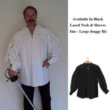 Black Cotton Shirt With Laced