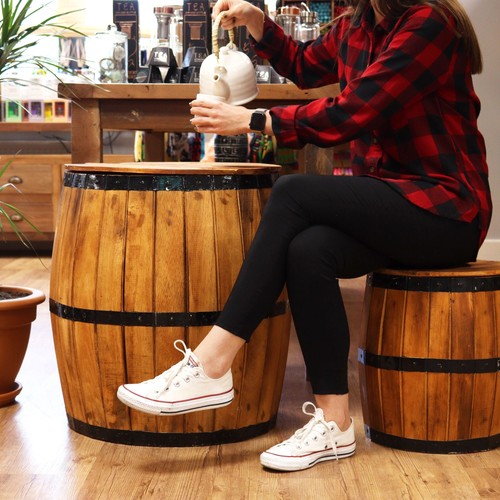 Rustic beer barrel stool - rustic,