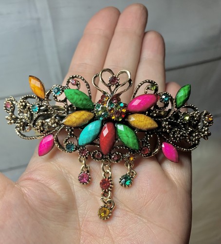 Large rhinestone hair slide - rhinestone,