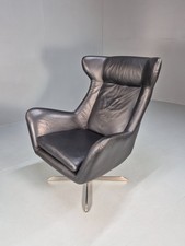 Black Leather Swivel Chair Rocking Chrome Vinyl Contemporary EB9895 MSWI
