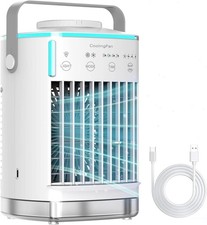 Portable 3-in-1 Mini Air Cooler 4 Speeds 7-Color Light 700ml Tank with Timer