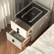 Small Smart Nightstand with Charging Station and Fingerprint Lock