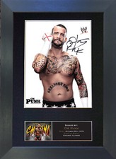 CM PUNK WWE Signed Mounted Reproduction Autograph Photo Prints A4 415