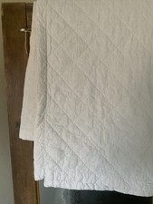 Laura Ashley Vintage White Cotton Embroidered Double Bed Spread Lightly Quilted