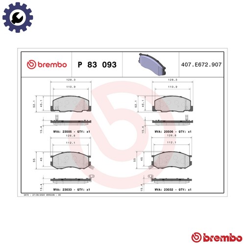 Brake pad set - disc, 83