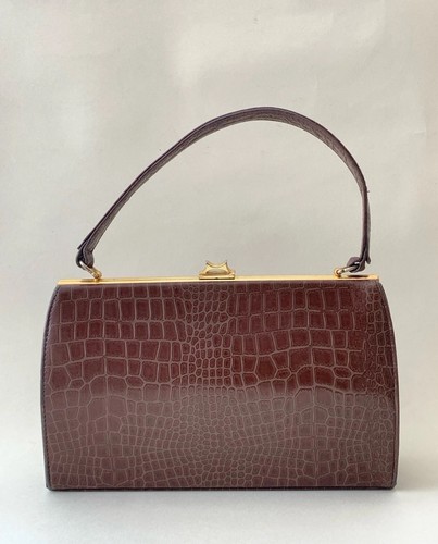 Vintage 1960s brown moc croc - brown,